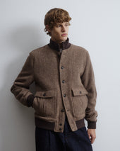 Padded Valstarino jacket in broken twill virgin wool fabric. Brown - Tabacco/Nocciola