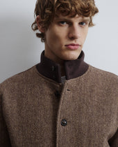 Padded Valstarino jacket in broken twill virgin wool fabric. Brown - Tabacco/Nocciola