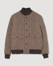 Padded Valstarino jacket in broken twill virgin wool fabric. Brown - Tabacco/Nocciola