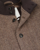 Padded Valstarino jacket in broken twill virgin wool fabric. Brown - Tabacco/Nocciola