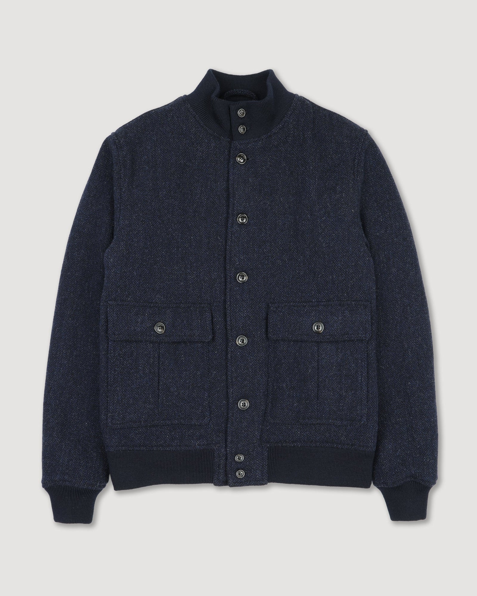 Padded Valstarino Jacket In Broken Twill Virgin Wool Fabric Blue Bluette