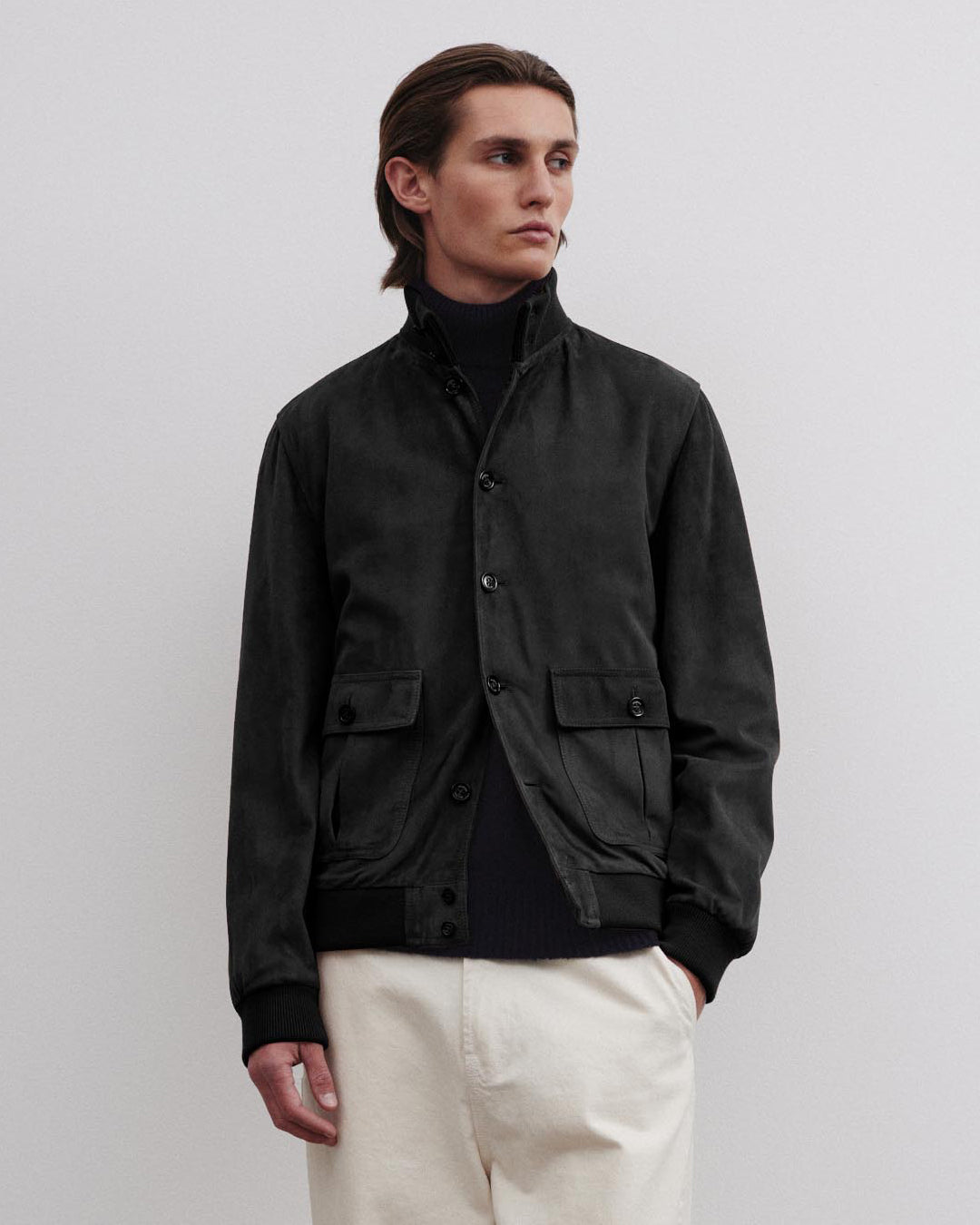 Lined Valstarino Jacket In Suede Leather Nero Scarico