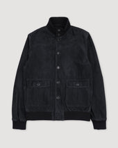 Lined Valstarino jacket in suede leather. Black - Nero scarico