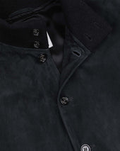 Lined Valstarino jacket in suede leather. Black - Nero scarico