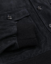 Lined Valstarino jacket in suede leather. Black - Nero scarico