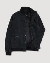 Lined Valstarino jacket in suede leather. Black - Nero scarico