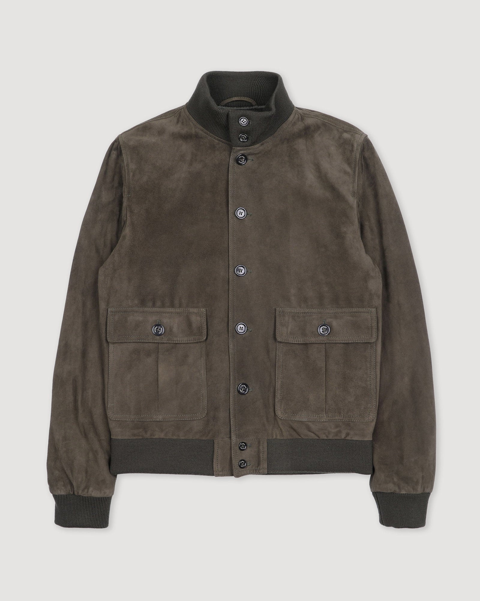 Lined Valstarino Jacket In Suede Leather Witch Back Loop Green Muschio