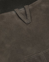 Lined Valstarino jacket in suede leather witch back loop. Green - Muschio
