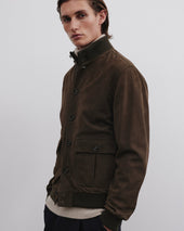 Lined Valstarino jacket in suede leather. Green - Muschio