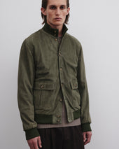 Lined Valstarino jacket in suede leather. Green - Felce