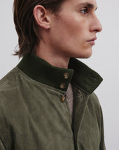 Lined Valstarino jacket in suede leather. Green - Felce