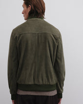 Lined Valstarino jacket in suede leather. Green - Felce