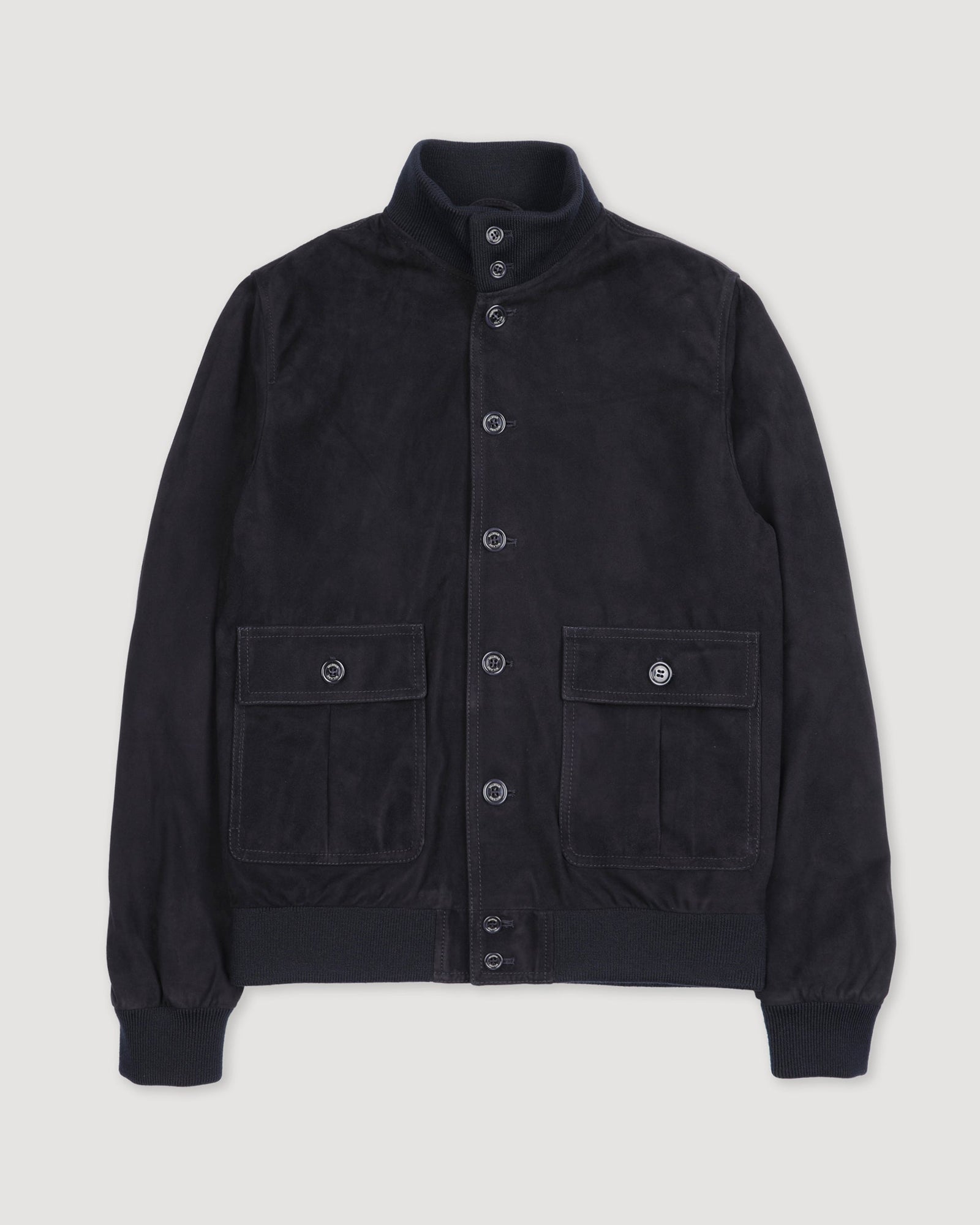 Lined Valstarino Jacket In Suede Leather Witch Back Loop Blue Dark Blue