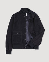 Lined Valstarino jacket in suede leather witch back loop. Blue - Dark blue