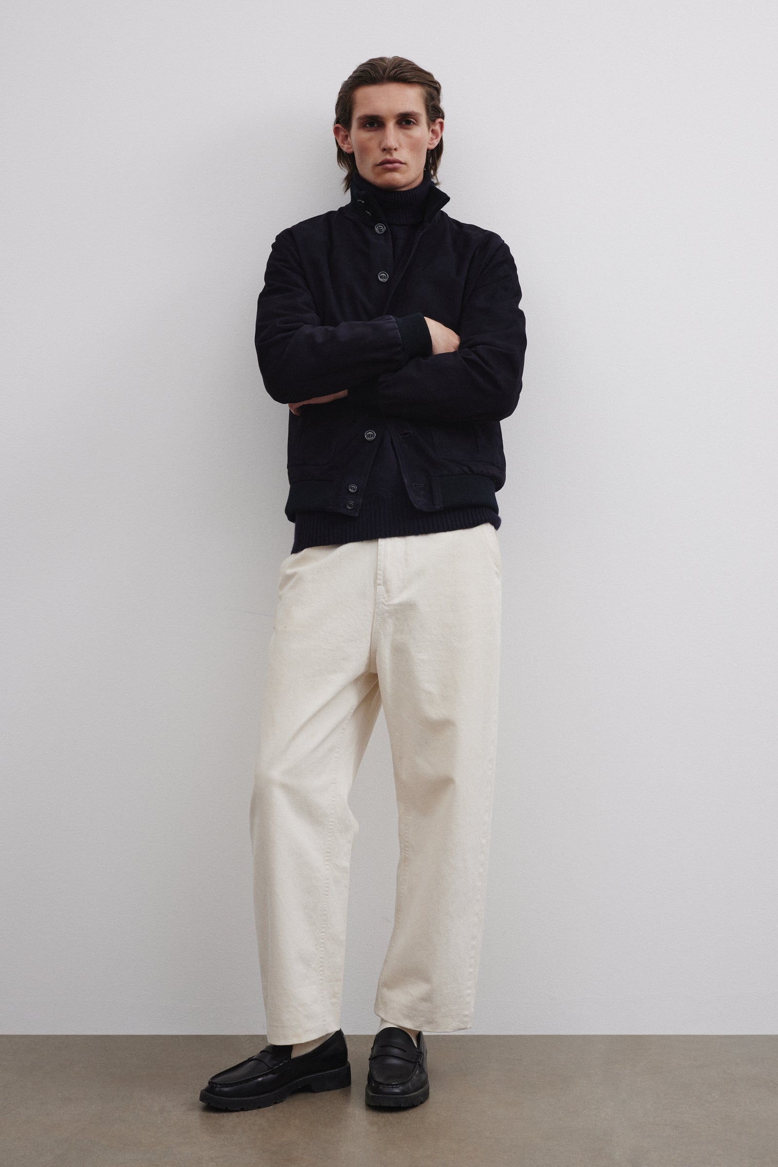 Lined Valstarino Jacket In Suede Leather Dark Blue