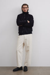 Lined Valstarino jacket in suede leather - Dark blue