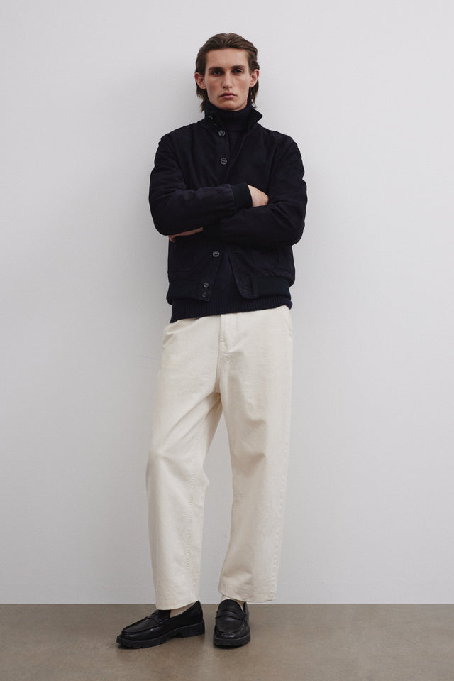 Lined Valstarino jacket in suede leather - Dark blue