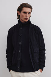 Lined Valstarino jacket in suede leather - Dark blue