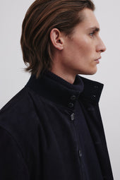 Lined Valstarino jacket in suede leather - Dark blue