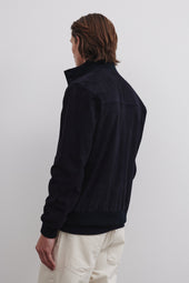 Lined Valstarino jacket in suede leather - Dark blue