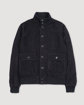 Lined Valstarino jacket in suede leather - Dark blue