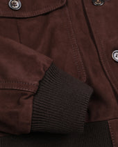 Lined Valstarino jacket in suede leather witch back loop. Brown - Caffè