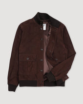 Lined Valstarino jacket in suede leather witch back loop. Brown - Caffè