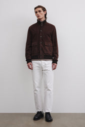 Lined Valstarino jacket in suede leather. Brown - Caffè
