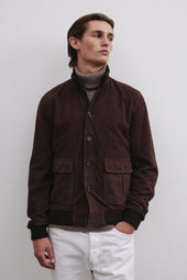 Lined Valstarino jacket in suede leather. Brown - Caffè