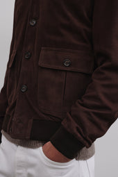 Lined Valstarino jacket in suede leather. Brown - Caffè