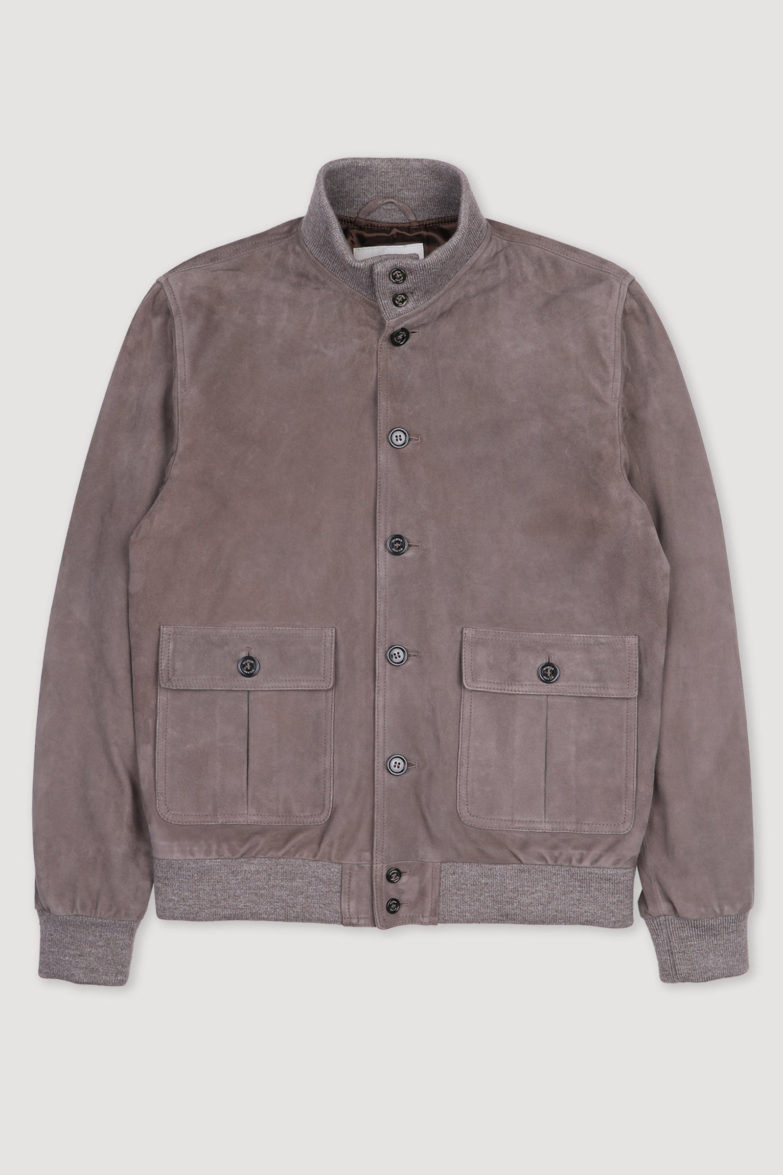 Lined Valstarino Jacket In Suede Leather Grey Roccia