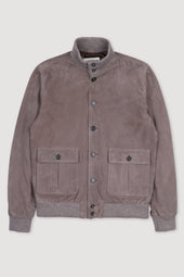 Lined Valstarino jacket in suede leather. Grey - Roccia