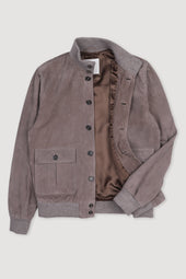 Lined Valstarino jacket in suede leather. Grey - Roccia