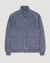 Lined Valstarino jacket in suede leather. Blue - Balena