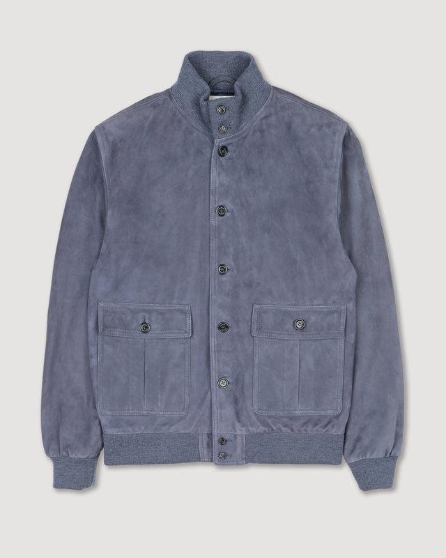 Lined Valstarino jacket in suede leather. Blue - Balena