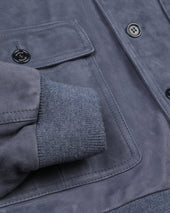 Lined Valstarino jacket in suede leather. Blue - Balena
