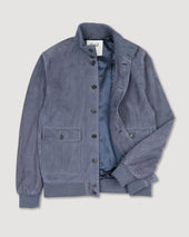 Lined Valstarino jacket in suede leather. Blue - Balena