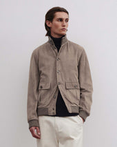 Lined Valstarino jacket in suede leather. Grey - Metal