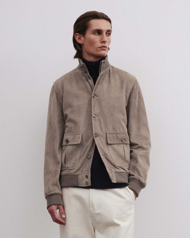 Lined Valstarino jacket in suede leather. Grey - Metal