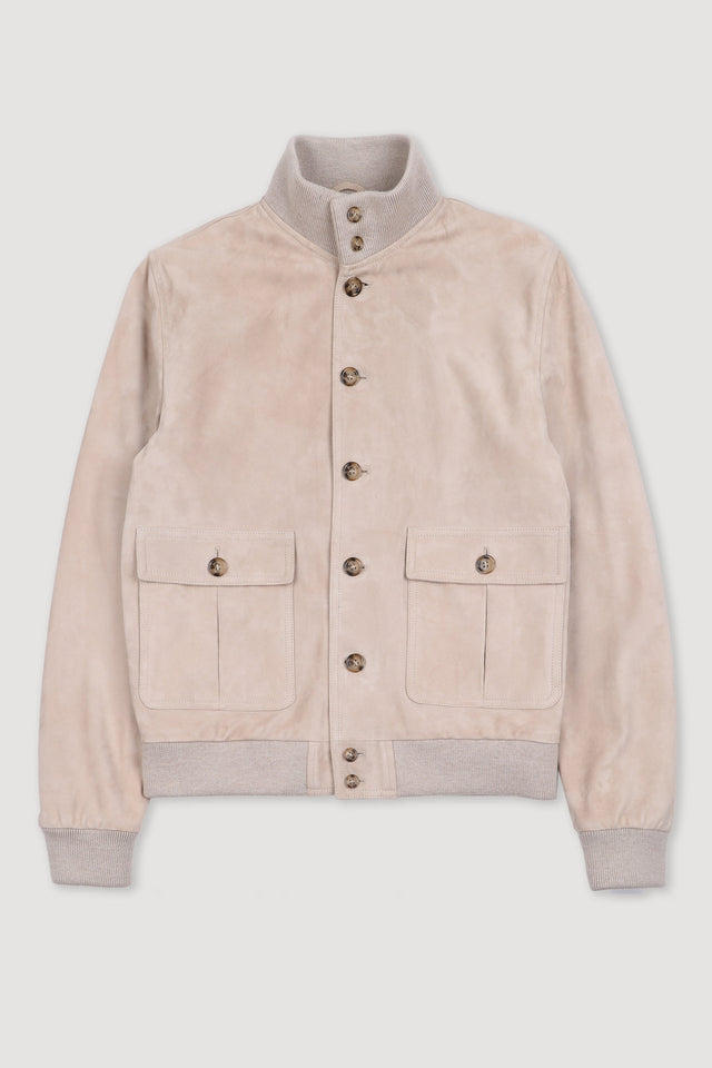 Lined Valstarino jacket in suede leather. Cream - Powder