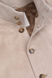 Lined Valstarino jacket in suede leather. Cream - Powder