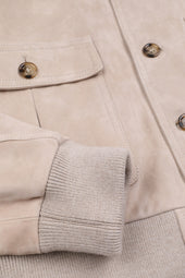 Lined Valstarino jacket in suede leather. Cream - Powder