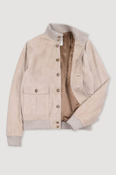 Lined Valstarino jacket in suede leather. Cream - Powder