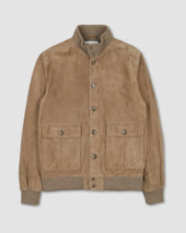 Lined Valstarino jacket in suede leather. Brown - Grege