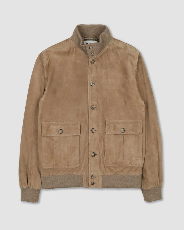 Lined Valstarino jacket in suede leather. Brown - Grege