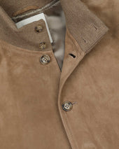 Lined Valstarino jacket in suede leather. Brown - Grege