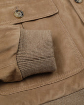 Lined Valstarino jacket in suede leather. Brown - Grege