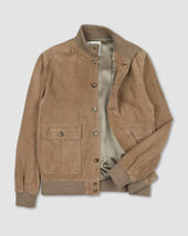 Lined Valstarino jacket in suede leather. Brown - Grege
