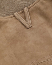 Lined Valstarino jacket in suede leather. Brown - Grege