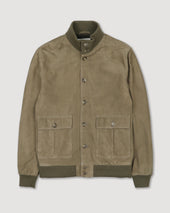 Lined Valstarino jacket in suede leather. Green - Soldier